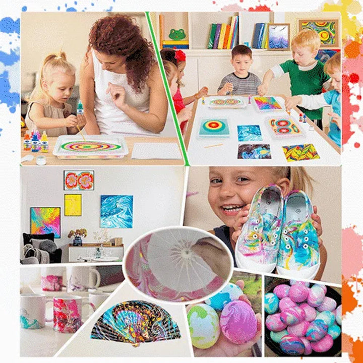 DIY Water Marbling Paint Art Kit: kids' creative activity with non-toxic colors for fun painting
