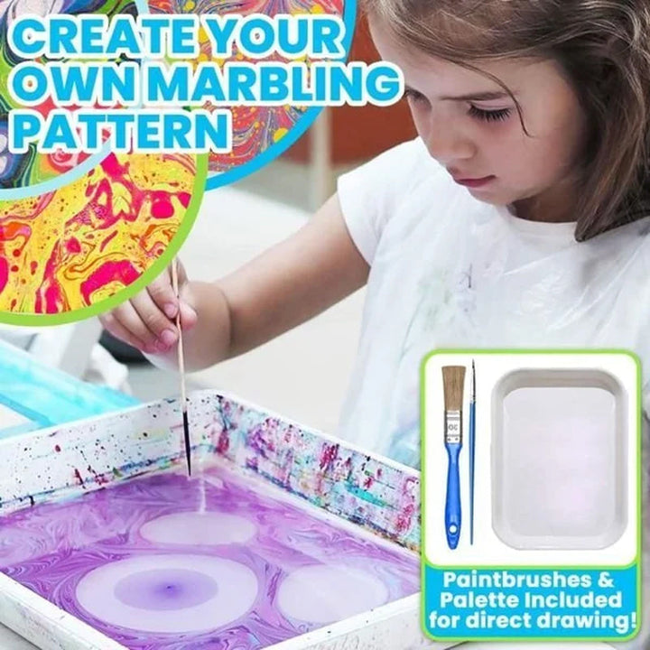 Kids' non-toxic water marbling painting kit, a creative and engaging craft activity gift