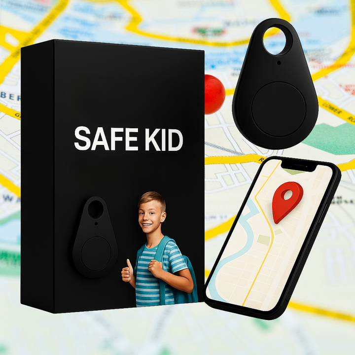 Kids' waterproof GPS tracker for child safety, real-time location tracking & parental control.