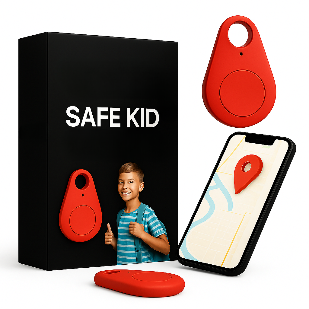 Child GPS location device with real-time tracking, geofencing & emergency SOS button for safety.