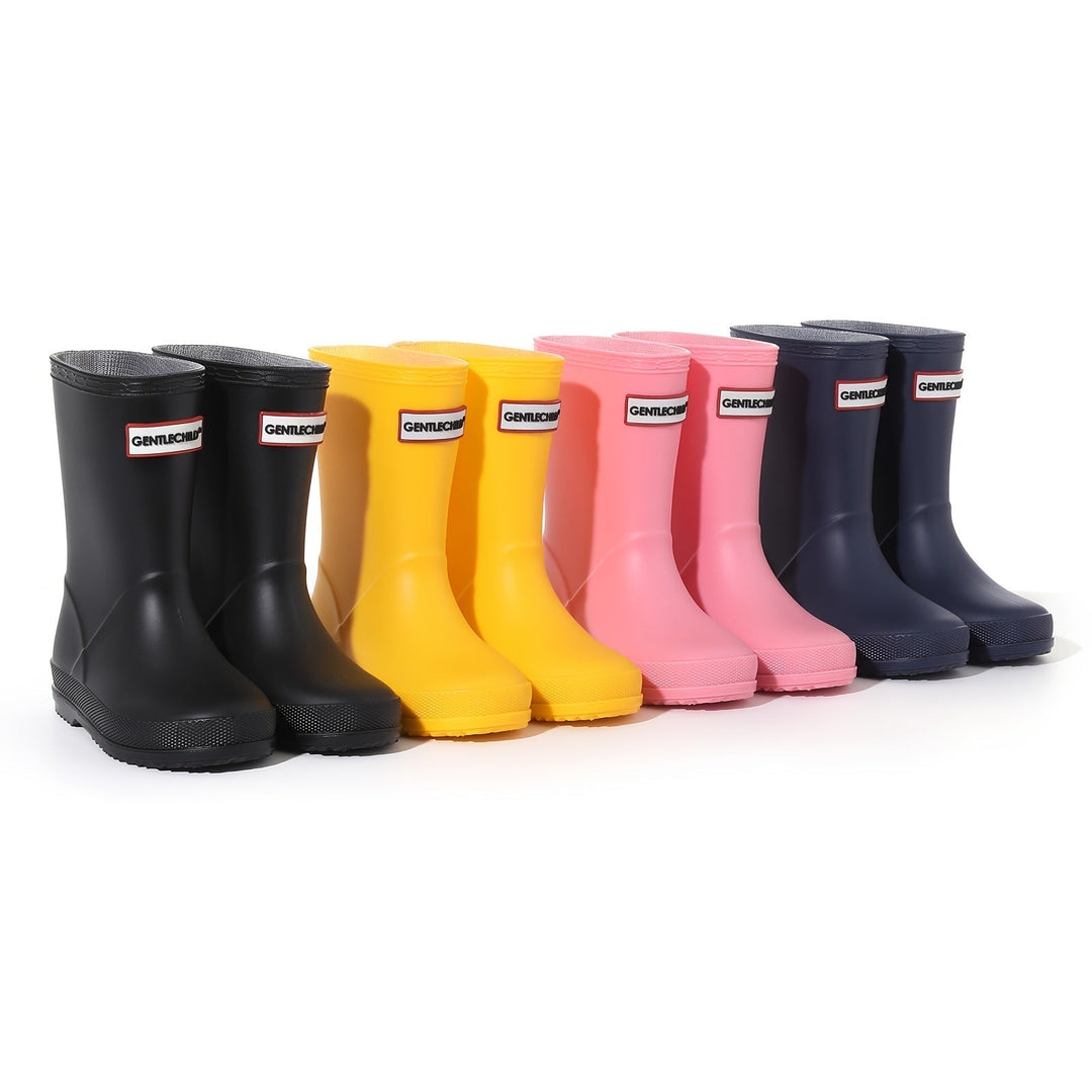 Essential kids' waterproof rain boots, durable & non-slip wellies for all weather outdoor play.
