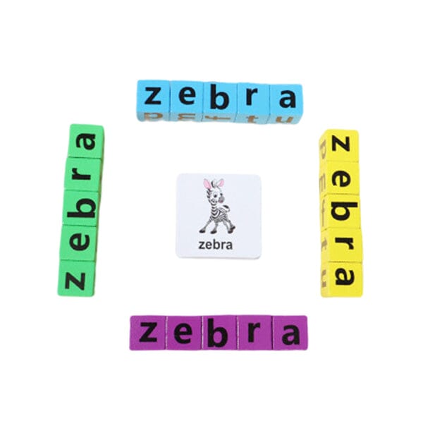 Wooden spelling game for kids, promoting literacy and fine motor skills development
