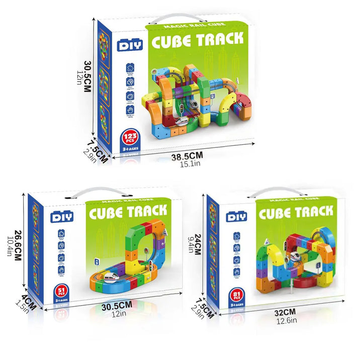 51-piece flexible railway building set, a durable kids' toy. Develops motor skills and imaginative train play.