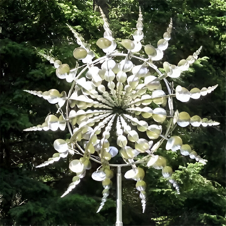 Elegant metal kinetic wind spinner, a unique garden decor and outdoor art sculpture for lawn & patio.