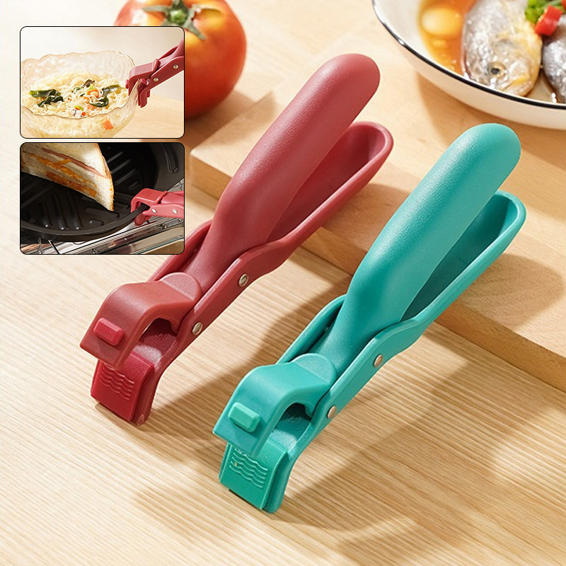 Side view of a sturdy anti-scald bowl clip, showcasing its robust design for heavy bowls.