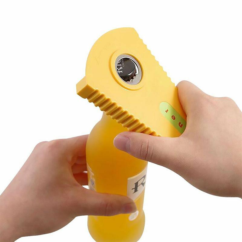 Detailed view of the anti-slip material on a kitchen easy grip jar and bottle opener