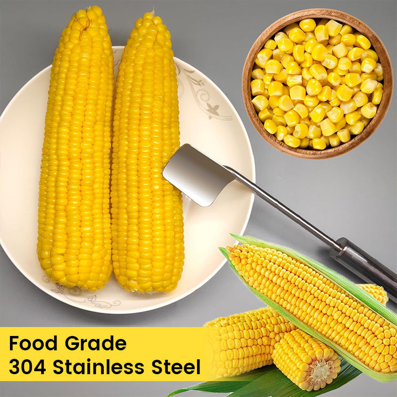 Stainless steel corn cob stripper tool, ergonomic design for safe food prep in kitchen