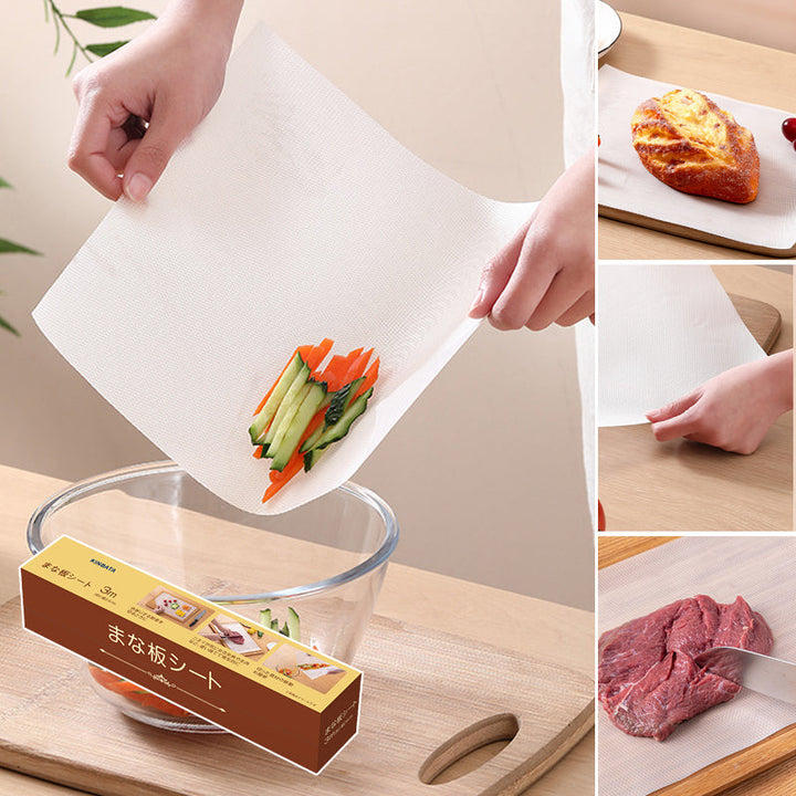 Disposable cutting mat roll for kitchen hygiene, plastic film for food preparation, convenience