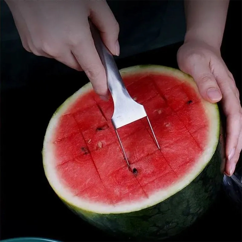 Watermelon Slicer Fork tool, ergonomic handle, perfect for quick fruit preparation & serving outdoors