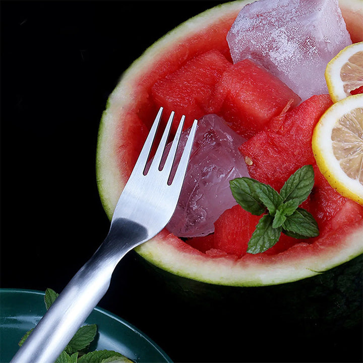 Kitchen gadget: watermelon slicer with integrated fork for serving, easy grip handle, food grade