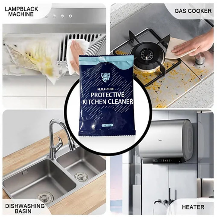 Hand holding Kitchen & Home Heavy Duty Degreaser Cleaner, ready to tackle tough grease and stains