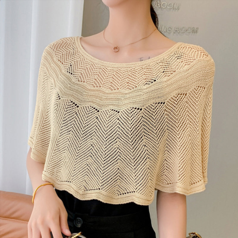 Ladies' UV protection ice silk knit scarf, lightweight & breathable for summer.