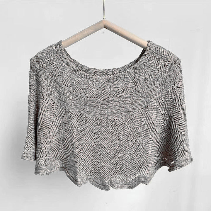 Lightweight ice silk knit scarf for women, breathable UV protection for spring & summer.