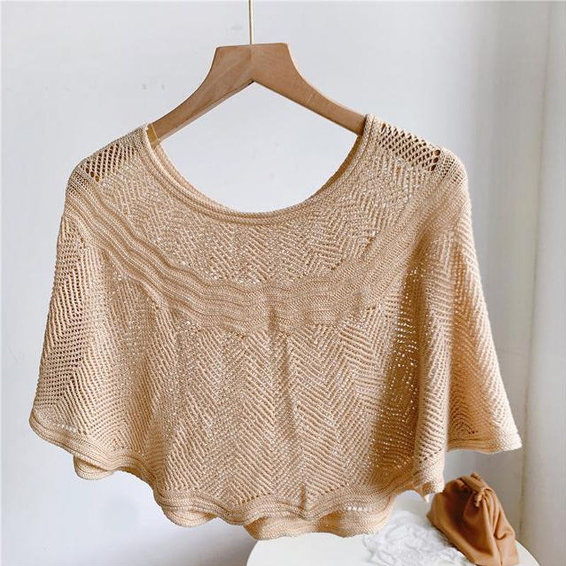 Breathable women's ice silk knit scarf for outdoor UV protection. Summer fashion accessory.