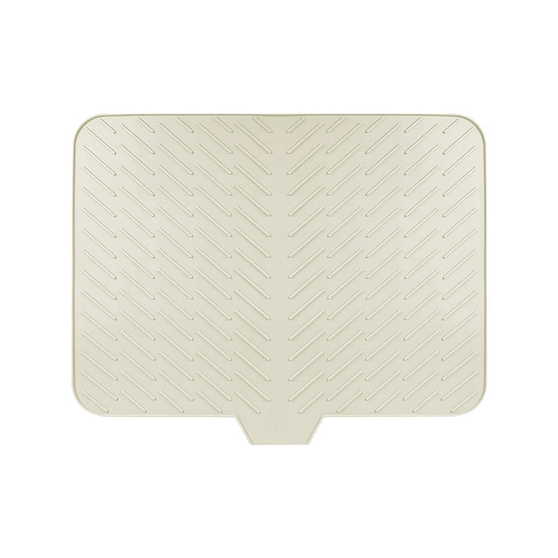Comparison of large and small gray silicone dish drying mats, showcasing size options for diverse kitchen needs
