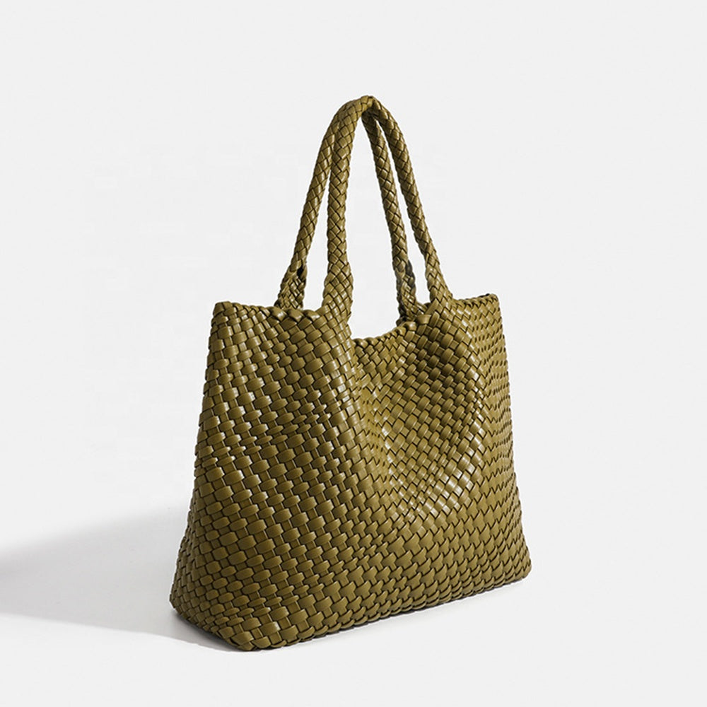 Chic woven tote for women, a large shoulder bag perfect as a fashion accessory.