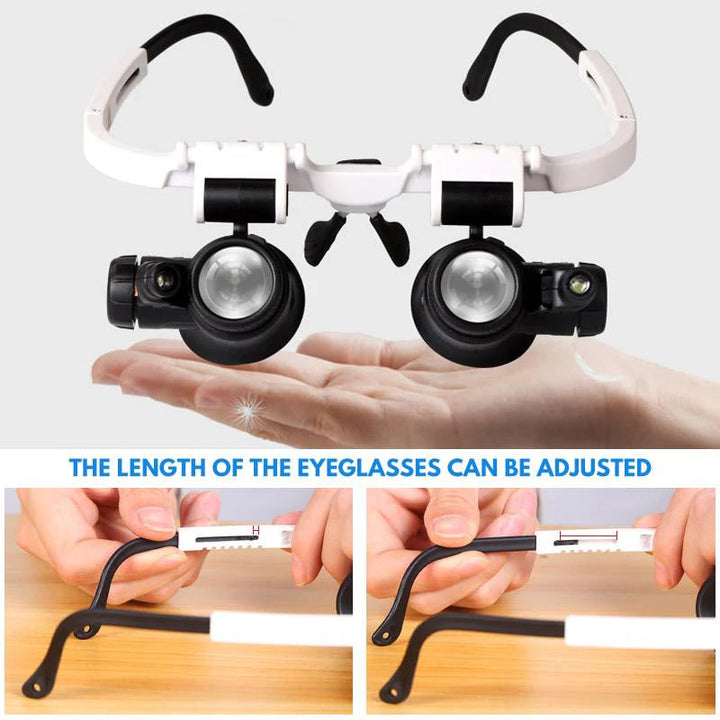 Ergonomic LED headband magnifying glasses for extended electronic repair sessions