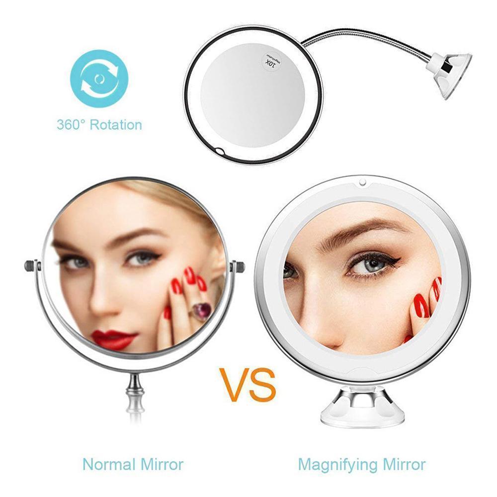 Bathroom accessory: Suction cup LED magnifying mirror for precision makeup and grooming