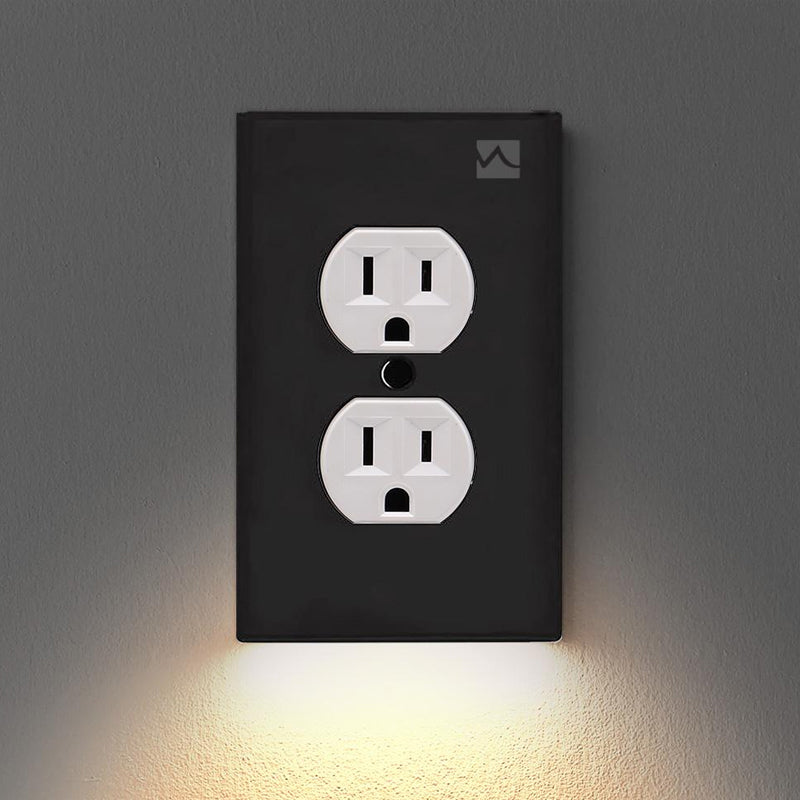 White LED night light outlet cover plate, providing subtle, warm light for comfortable ambiance