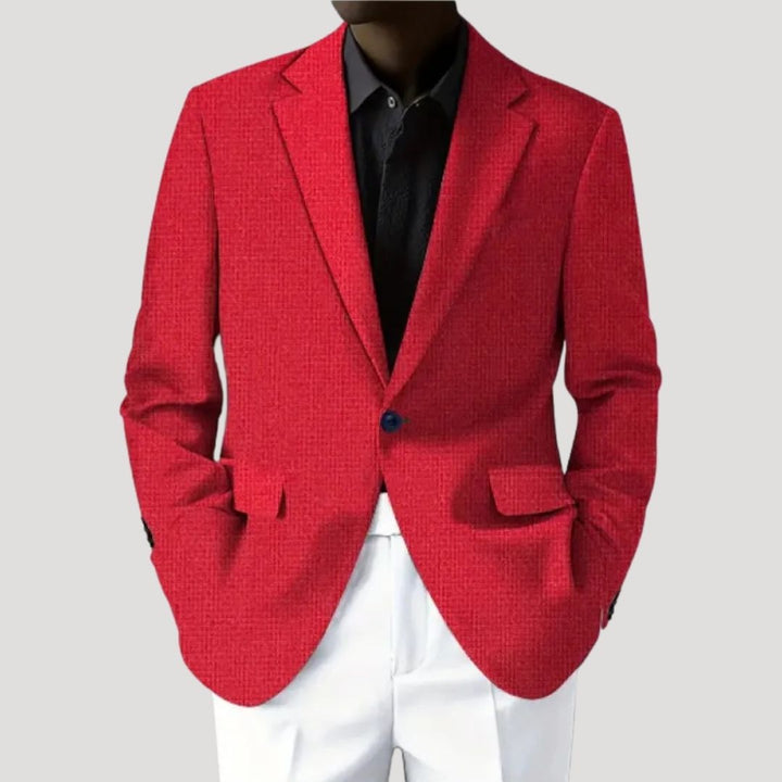 Men's fashion: versatile light blue textured casual blazer with a smart tailored look
