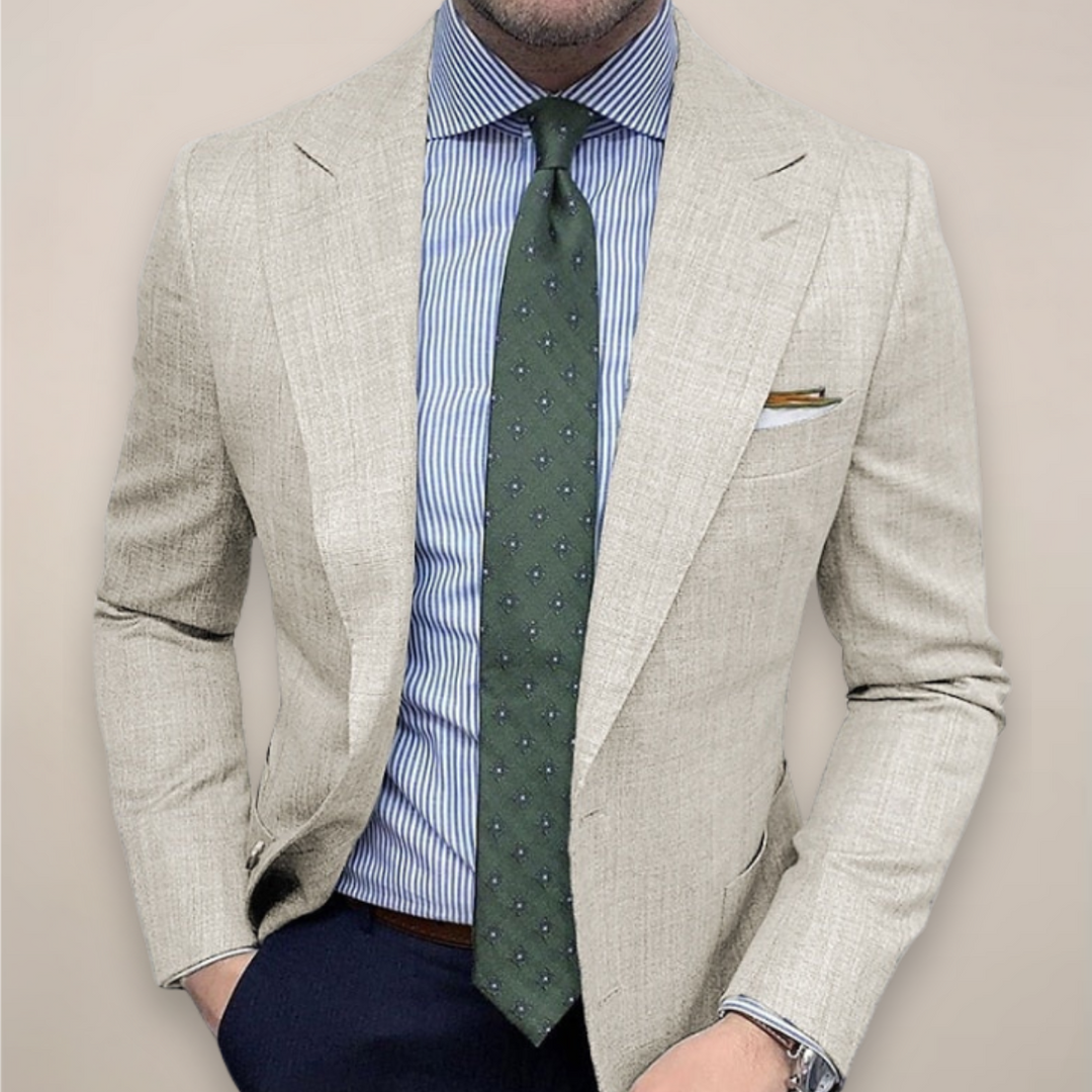 Blue men's tailored blazer, ideal for workwear or as a dinner jacket. Smart and fashionable menswear.