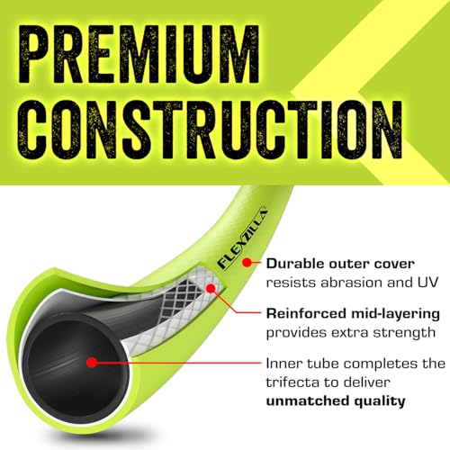 Heavy-duty yet lightweight garden hose, all-weather, designed for lasting yardcare.