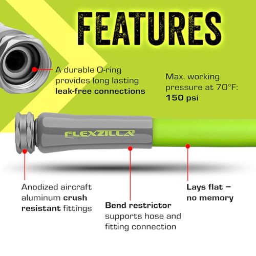 Compact and flexible all-weather garden hose, easy to store, with durable fittings.