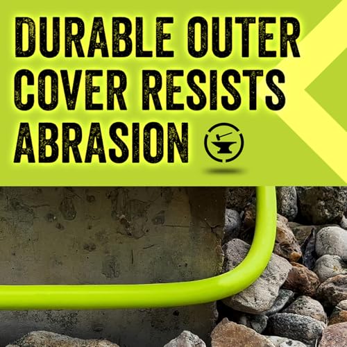 Lightweight all-weather garden hose showing no kinks, ensuring continuous water flow.