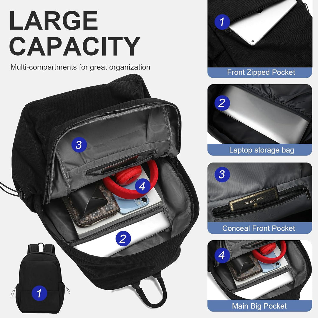 Organized travel & work backpack, water-resistant, suitable for daily use.