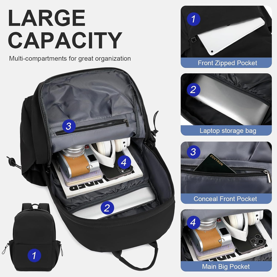 Organized laptop & travel backpack, water-resistant for all-weather use.