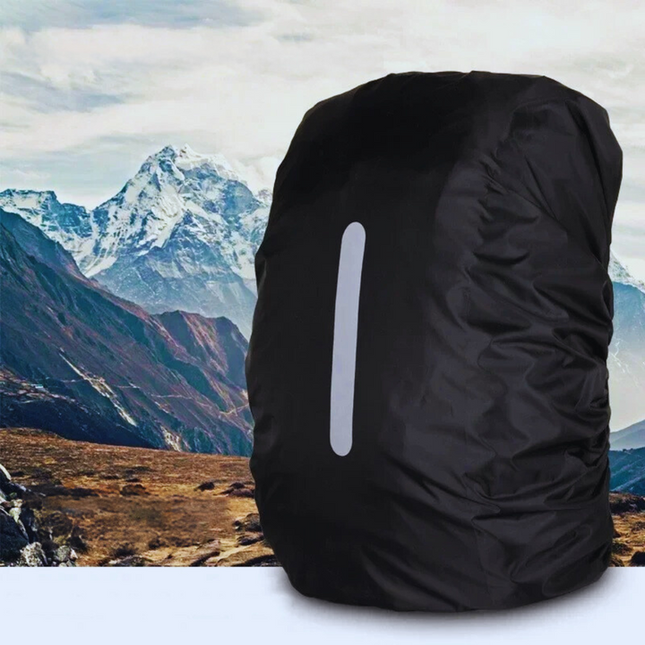 Essential outdoor gear: reflective, waterproof backpack cover for all-weather protection.