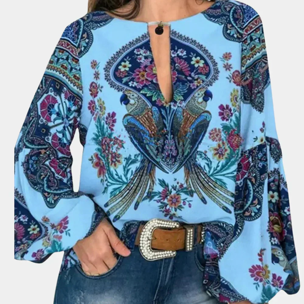 Elegant lightweight floral top, a perfect summer blouse for women's casual or vacation wear.