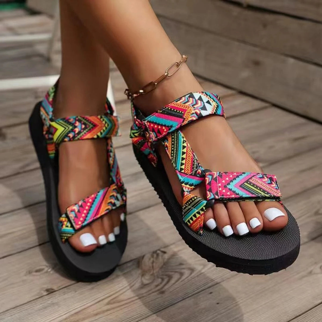 Colorful Amélie flat sandals for women. Lightweight & comfortable summer footwear with an open toe design.