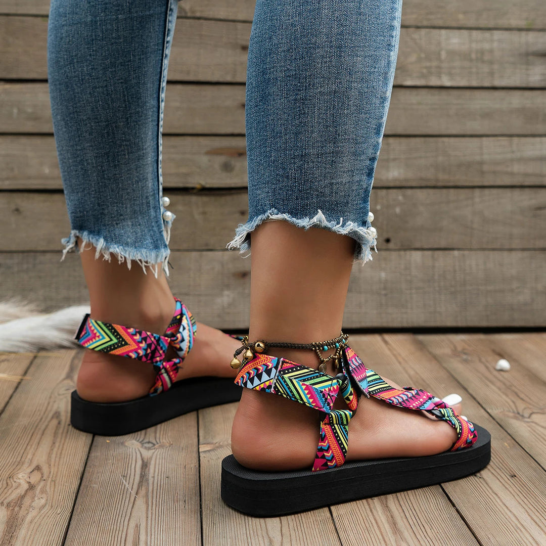 Amélie colorful slip-on women's sandals, lightweight, open-toe, comfortable for summer casual wear.