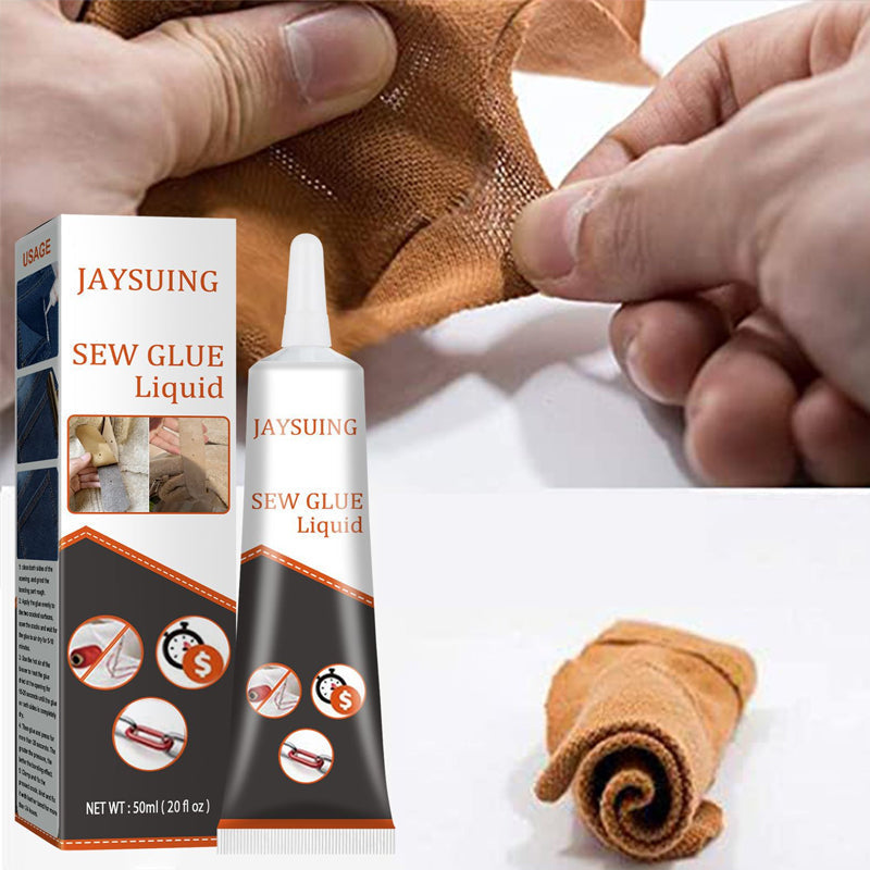 No-sew fabric mending glue, clear and flexible adhesive for quick textile repairs and crafts