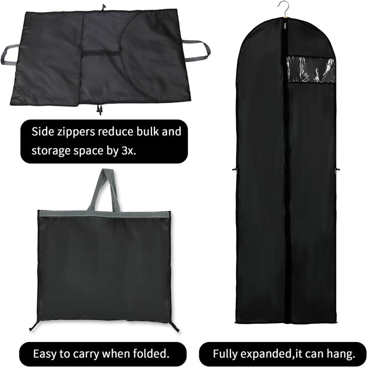 Wardrobe organizer: 2-pack long garment bags for dresses. Keeps gowns clean, dust-free & neatly stored.