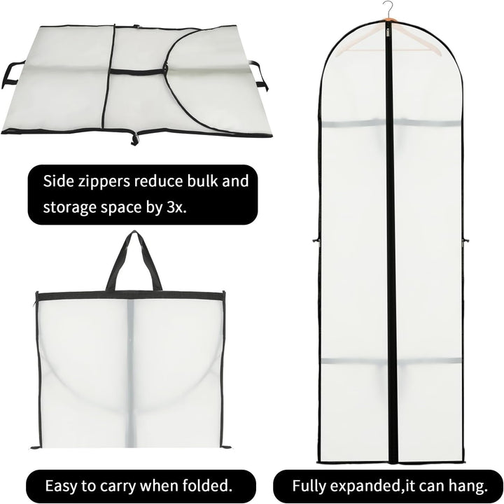Home storage solution: 2 long garment covers for dresses & gowns. Keeps clothing safe from dust, dirt & moths.