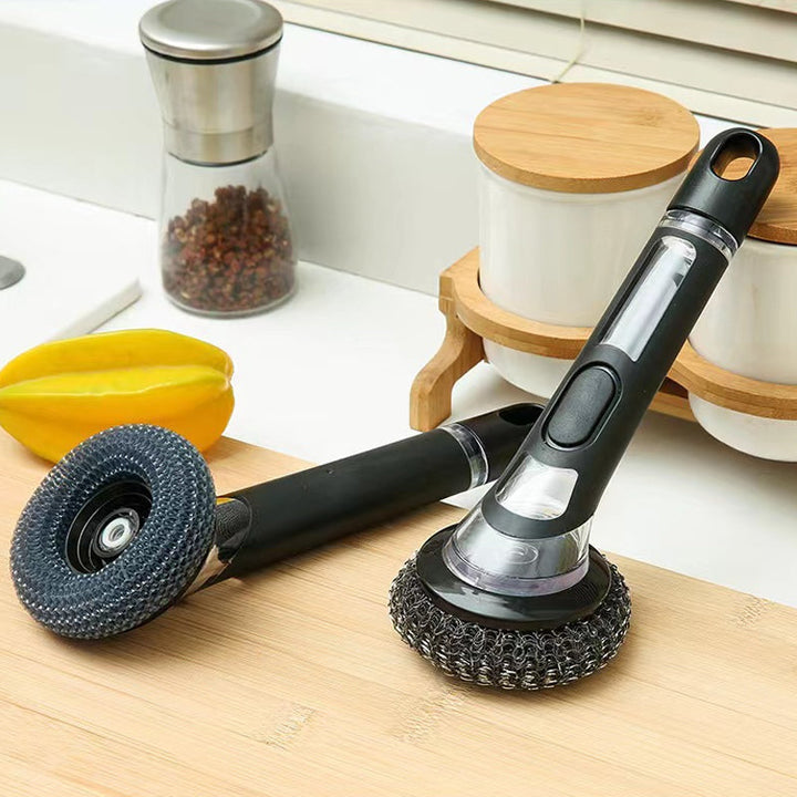 Detail view of the durable bristles on a dishwashing brush, designed for effective scrubbing power.