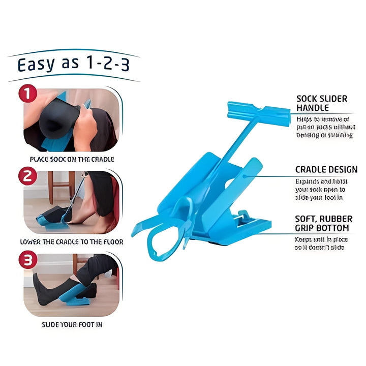 Gain independence with this long handle sock aid; an assistive device for effortlessly pulling on socks & hosiery.