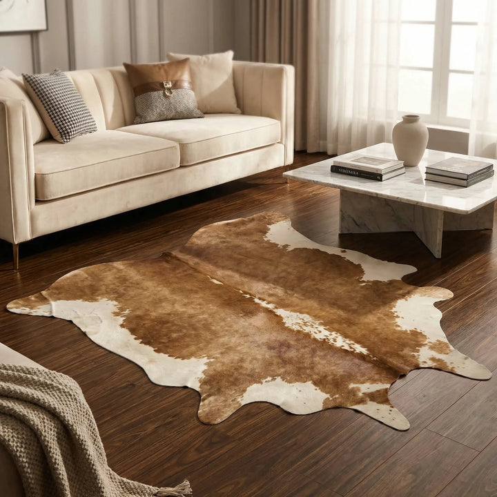 Luxurious white faux fur area rug, perfect for modern living rooms. Soft, plush, and cozy home decor.