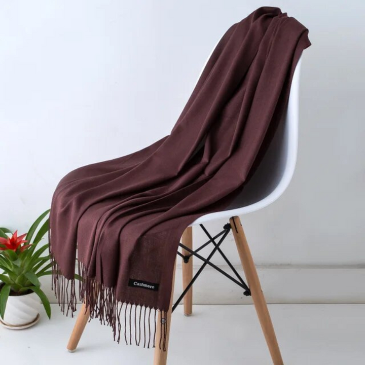 Soft women's cashmere blend long wrap, a chic winter accessory and elegant gift for her.