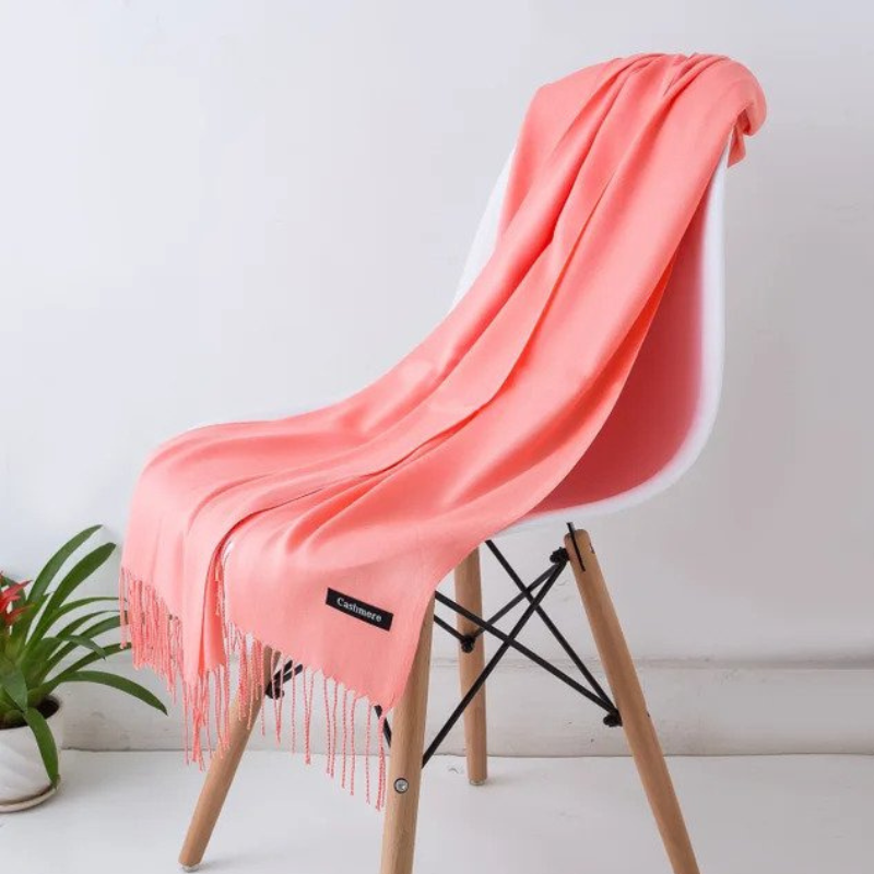 Warm women's cashmere blend long scarf, a practical yet elegant accessory for cold weather.