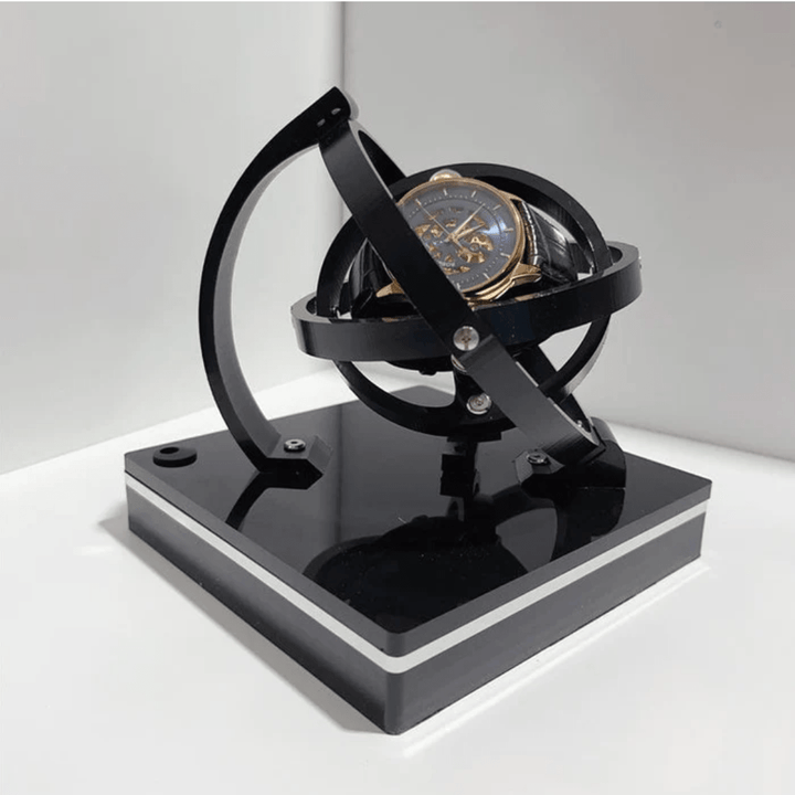 Luxury automatic watch winder with silent motor and display case, ideal for mechanical watches.