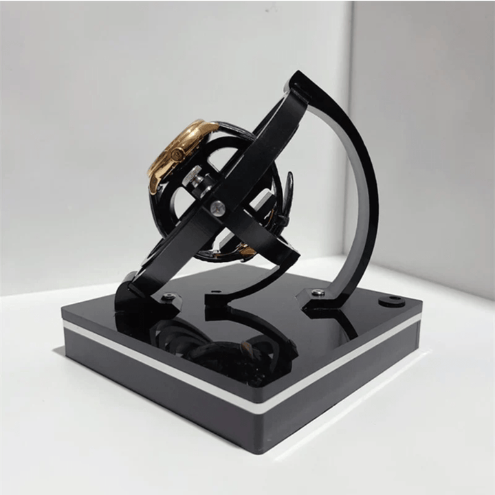 Elegant silent automatic watch winder, a luxury watch display and storage accessory for collectors.