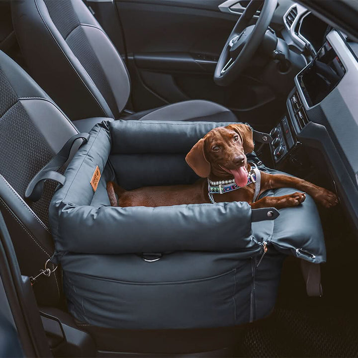 Plush faux leather dog car seat, a luxury pet bed for small & medium dogs.