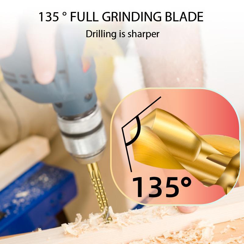 Six-piece M35 Cobalt HSS titanium drill bit set in a durable case for power tools