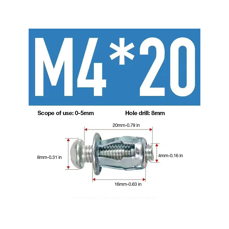 Diagram illustrating the simple installation steps for an expansion screw petal nut for secure fastening.