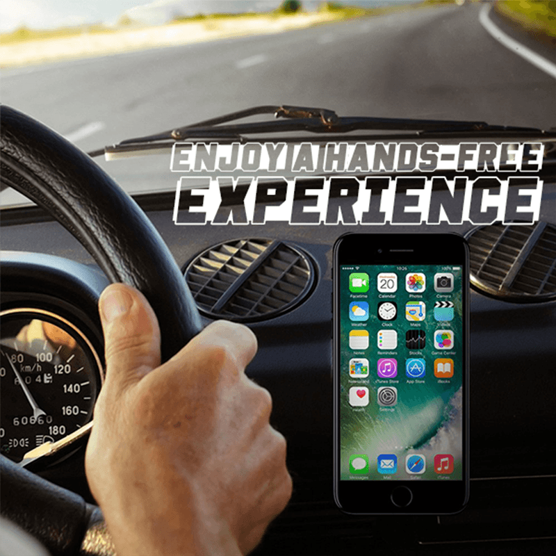 Close-up of a magnetic car phone mount's strong magnetic surface. Dashboard compatible.