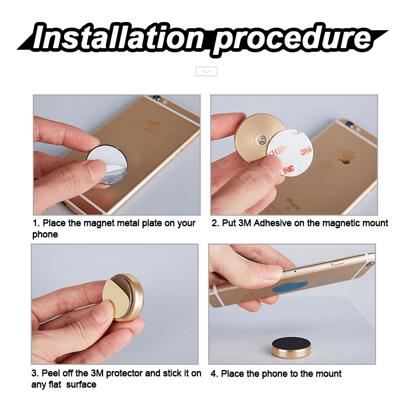 Magnetic car mount with a phone, demonstrating easy one-hand operation. Automotive gadget.