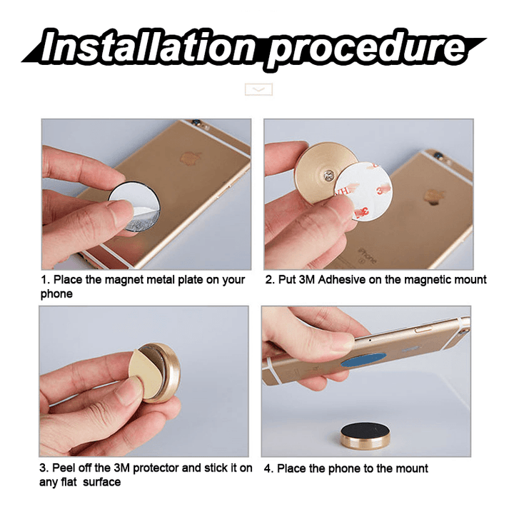 Magnetic car mount with a phone, demonstrating easy one-hand operation. Automotive gadget.